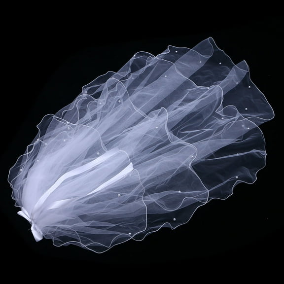 Masteelf White Wedding Veil with Comb for Brides Bridal Accessories Four-layer Mesh Cathedral Veil 4 Tiers