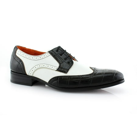 

Ferro Aldo Carl M109185 Mens Full Synthetic Alligator Print Formal Oxford Casual Lace Up Dress Shoes