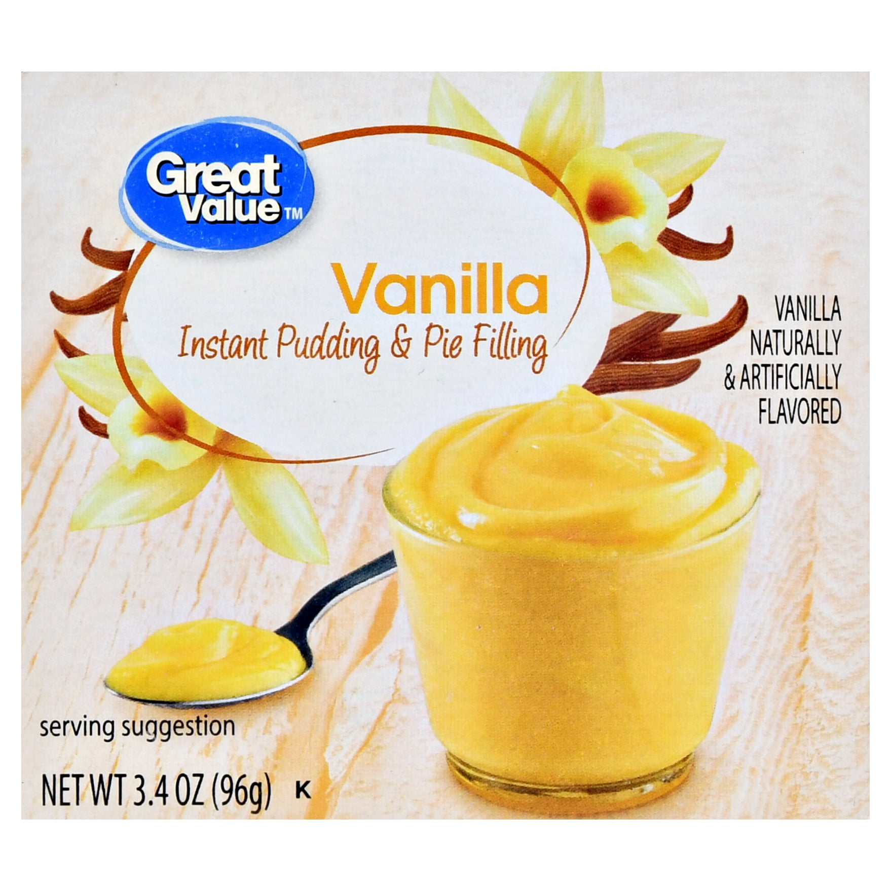 Great Value Vanilla Instant Pudding and Pie Filling, 3.4 oz Carton