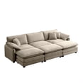 thumbnail image 4 of Miekor Furniture Oversized modular cushioned sofa,with 3 ottomans to work as sleeper sofa beds, 3-seater sofa with 3 footstools,Tan corduroy fabric 0719, 4 of 14