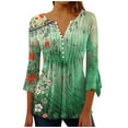 thumbnail image 2 of LiMoi Womens Summer Tops Trendy Cropped 3/4 Sleeve Tops Summer Oversized Tshirts for Women Cheap Printed T Shirts Get it Fast, 2 of 5