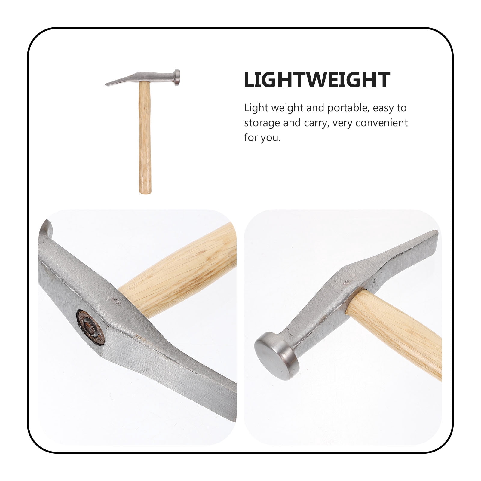 SKISUNO Portable Steel Hammer Khaki Wooden Handle for Shoe Making 2Pcs
