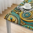 thumbnail image 4 of Tablecloth Rectangle Teal Green Flower Pattern Table Cloth Outdoor Waterproof Tablecloths for Party Picnic Indoor Table Cover for Dining/Kitchen Home Decoration, 4 of 7