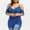 Blue, variant on USSUMA Fashion Womens Plus Size Cutout Asymmetric Cold Shoulder T-shirt V-Neck Tops Black XXXL