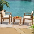 thumbnail image 7 of Devoko 3 Pieces Wood Patio Conversation Set Acacia Outdoor Furniture Set with Cushions and Side Table for Porch, Yard and Balcony, Beige, 7 of 7