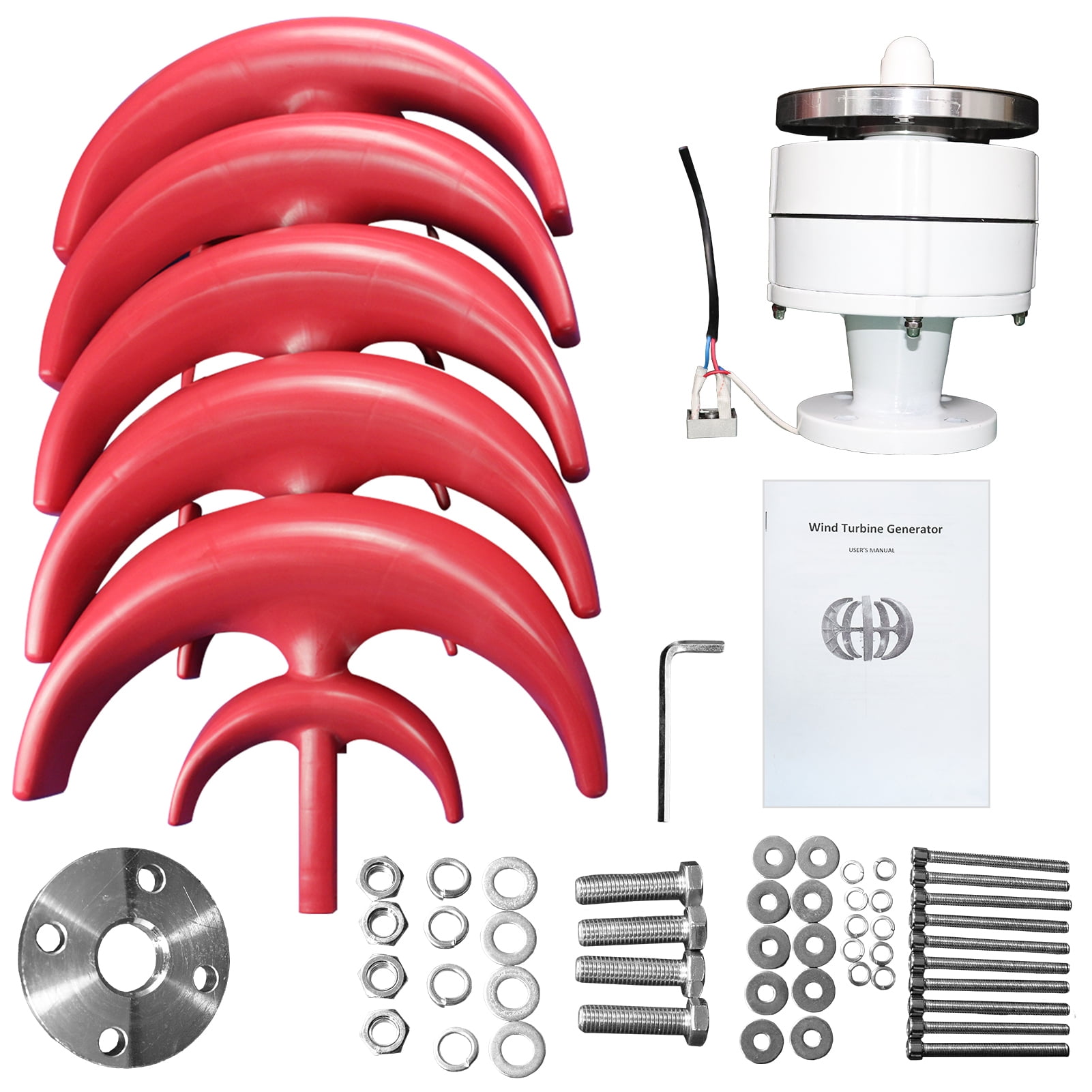 Leadrop 4500W Wind Turbines Generator, 5 Blades DC12V Vertical Axis Wind Turbines Generator Kit for Home Hybrids Streetlight Use, Electromagnetic Electricity Producer Equipment