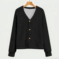 thumbnail image 4 of HUAXUN-Womens V Neck Button Down Cardigan, Fall Winter Long Sleeve Open Front Knit Sweater, Loose Fit Casual Outwear Coat,Cardigan Sweaters for Women(Black,L), 4 of 4