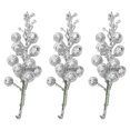 thumbnail image 2 of AFQH 6 Pack Christmas Glitter Berries Stems Artificial Christmas for Christmas Tree Ornaments DIY Xmas Wreath Crafts Holiday Home Decor Silver, 2 of 7
