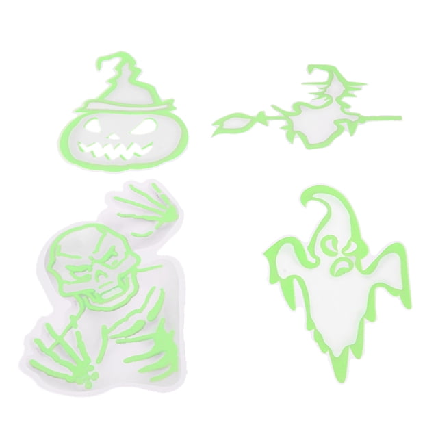 Calcomanías Luminosas De Halloween, Patrón De Halloween 4 Piezas Pegatinas Luminosas De Halloween Efecto Fluorescente Sensación De Terror única Y Fácil De Usar Para Fiestas Anggrek Halloween Stickers