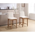 thumbnail image 4 of Guyou 26" Counter Height Bar Stools Set of 2, Modern Linen Upholstered Barstools, Rustic Farmhouse Wooden Kitchen Island Chairs with Backrest and Footrest for Dining Room Home Bar Patio Club, Beige, 4 of 9