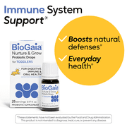 BioGaia Nurture & Grow Toddler Probiotic | Ages 1+ | Liquid Probiotic | Allergen-Free | Multi-Benefit Kids Probiotic | Digestive Health, Immune Support & Oral Health Protection | 25-Day Supply