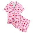 thumbnail image 4 of Kids Pajamas Girls Heart Print Valentine's Day Pajama Set Short Sleeve Button Down Top and Shorts Two Piece Sleepwear Soft for Toddlers Pink 12 Years-13 Years, 4 of 4