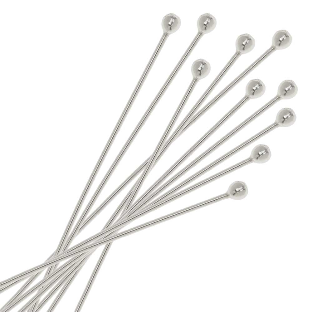Head Pins, with Ball Head 2 Inches Long and 26 Gauge Thick, 10 Pieces