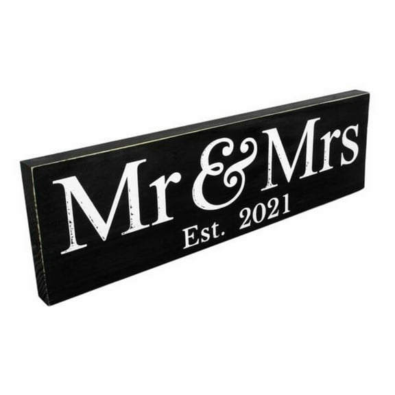 Mr & Mrs 2021 Large Wedding Hanging Sign Present Gift Decoration - Black