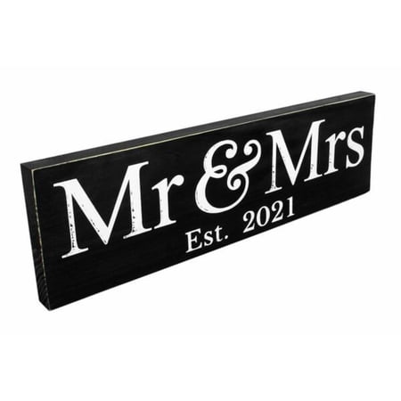 Mr & Mrs 2021 Large Wedding Hanging Sign Present Gift Decoration - Black