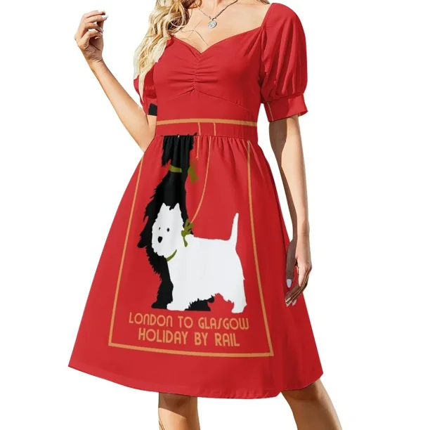 Retro Londres y Glasgow de tren terriers de perros Vestido sin mangas Vestido elegante Vestido de verano para mujer