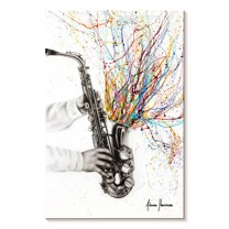 Elephant Stock The Jazz Saxophone Wall Art - Vertical Canvas Wall Art - Living Room Wall Decor - Music Canvas - Gray And White Decor By Ashvin Harrison - 24" x 36"