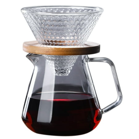 

Synpinya V60 Pour over Carafe Drip Coffee Pot 500Ml Glass Range Tea Maker Coffee Kettle Brewer Barista Percolator Clear Filter