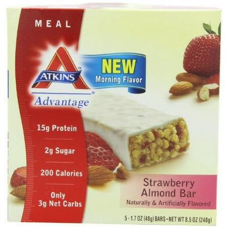 Atkins Advantage Bar Strawberry Almond - 5 Bars