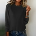 thumbnail image 3 of Women's Fashion Casual Solid Color Round Neck Split Hem Raglan Sleeve Long Sleeve Sweater, Comfortable and Chic, Great for Everyday Wear and Seasonal Activities,Black,L, 3 of 5