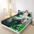 thumbnail image 4 of Feelyou 3D Green Gamepad Queen Sheet Sets for Kids, Artwork Fashion Honeycomb Flat Sheet, Video Gaming Controller Queen Fitted Sheet, Luxury Bedroom Decor, 4pcs, 4 of 7
