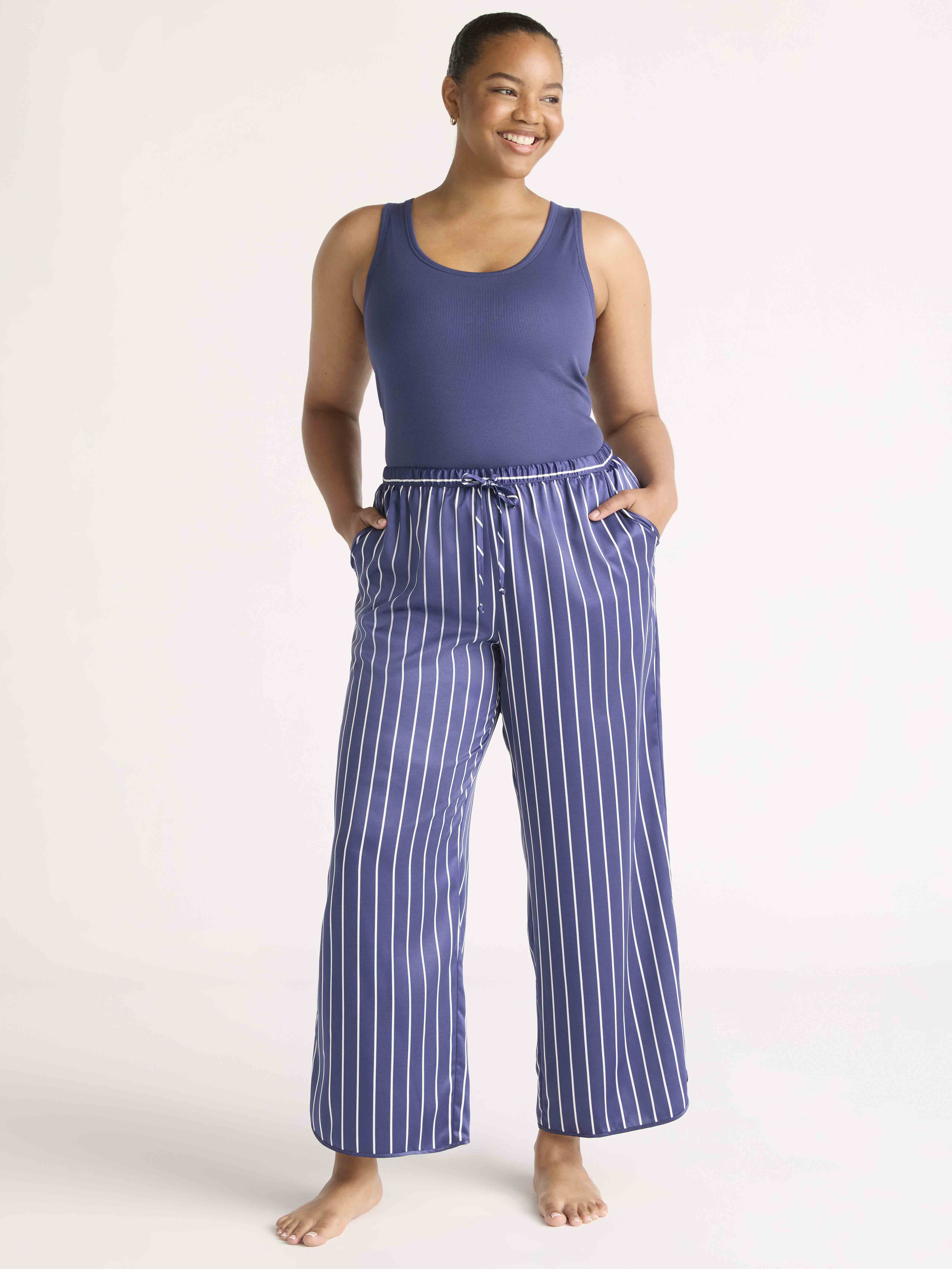 Joyspun Women’s Satin Pants, 28'' Inseam, Sizes XS-3X
