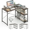 thumbnail image 1 of Giantex L-shaped Computer Desk, Corner Desk w/Reversible Shelves, Writing Study Workstation for Home Office, Gray, 1 of 10