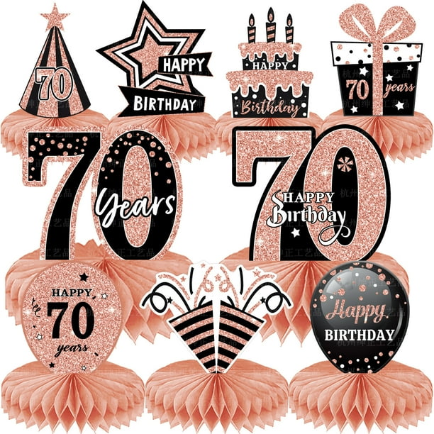 Decoración de fiesta de cumpleaños de oro negro Adornos de panal de abeja para cumpleaños Adornos de panal de abeja de edad Decoración de bola de panal de abeja digital
