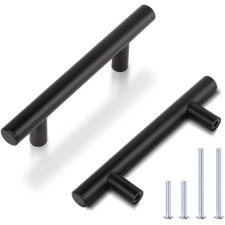 30 Pack Matte Black Stainless Steel Kitchen Cabinet Door Handles T Bar Round Handle 3 Inch Hole Centers Modern Drawer Pulls Canada Kitchen Cabinet Door Handle, Install Kitchen Cabinet Door Handles