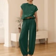 thumbnail image 1 of Pantalones Blusas de mujer Tops + Pantalones Moda de punto sin mangas + Conjunto de pantalones (Verde oscuro XL) Cgtredaw Verde oscuro T XL para Mujer, 1 of 1