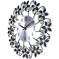 thumbnail image 3 of Miumaeov Elegant Flower Metal Wall Clock Living Room Hanging Home Decor Clocks Black, 3 of 9