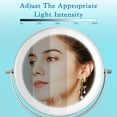 thumbnail image 3 of 7in Lighted Makeup Mirror, 1500 mAh Rechargeable，Double Sided Magnifying Vanity Mirror with 3 Colors, 1x/10x, 360° Rotation , Brightness Adjustable Magnification Cosmetic Light up Mirror, Women Gift, 3 of 10