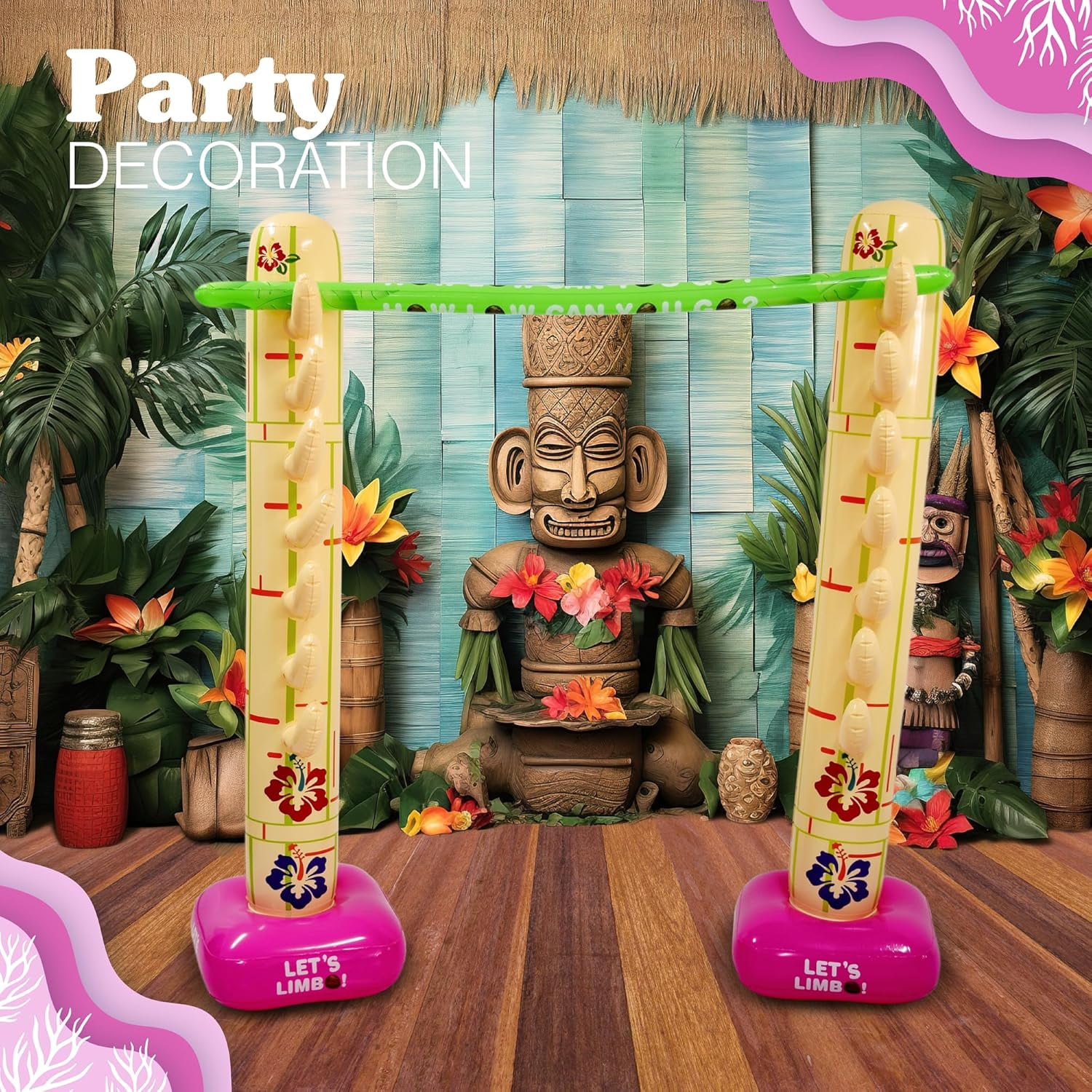 4E's Novelty Lua Limbo Game Set, Inflatable Limbo Sticks for Kids & Adults, Party Fun