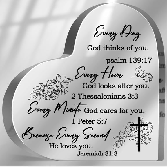 Christian Gifts for Women Inspirational Encouragement Present for Sister Mom Friend Christian Home Desk Decor Tabletop Acrylic Hearts Plaques with Bible Verse and Prayers