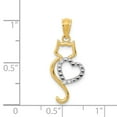 thumbnail image 3 of 14k Two-tone Polished Cat w/heart Pendant in 14k Yellow and White Gold, 3 of 3