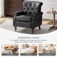 thumbnail image 3 of Tina's Home Mid-Century Accent Armchair Wingback Set of 2 with Wooden Tapered Legs & Upholstered Cushion for Home Living Room, Black, 3 of 8