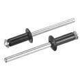thumbnail image 1 of Unique Bargains 5mm x 13mm Aluminum Open End Flat Round Head Blind Rivets, Black 25 Pack, 1 of 5