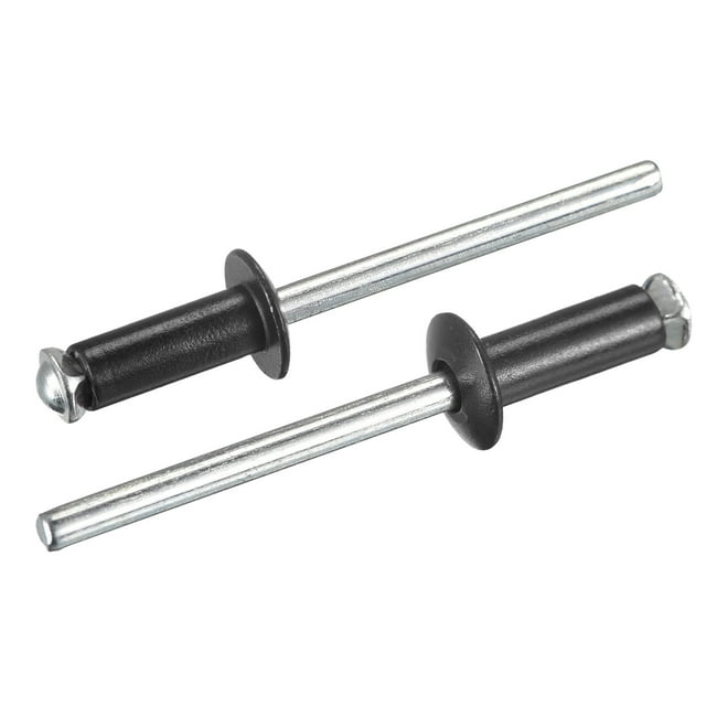 Unique Bargains 5mm x 13mm Aluminum Open End Flat Round Head Blind Rivets, Black 25 Pack