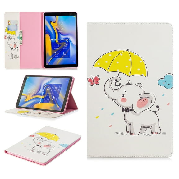 Galaxy Tab A 10.5 2018 Case, Allytech PU Leather Stand Flip Folio Wallet Cases and Covers with Cash Card Slots for Samsung Galaxy Tab A 10.5 SM-T590/T595/T597 Tablet, Elephant