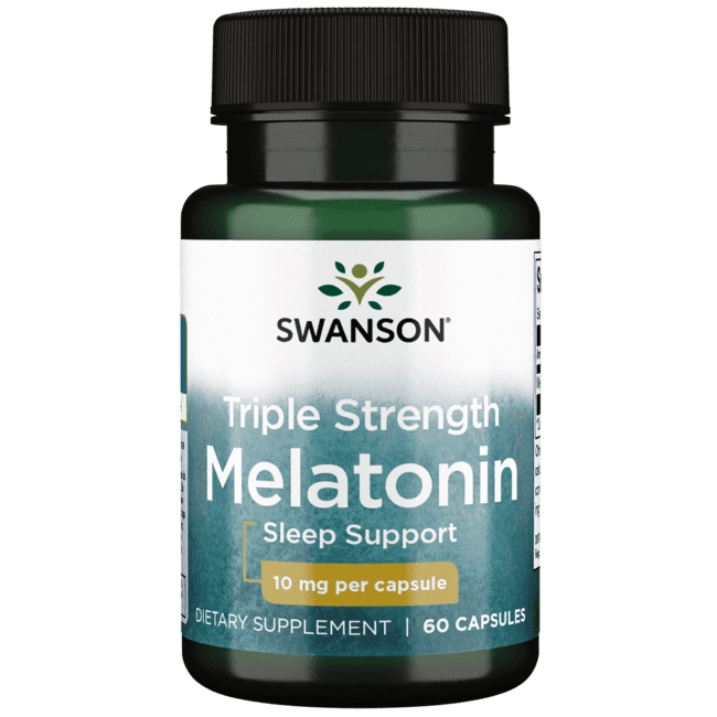 Swanson Triple Strength Melatonin - Natural Sleep Support for Disrupted Sleep Cycles - Sleep Aid Supplement Promoting Restful Sleep - (60 Capsules, 10mg Each)