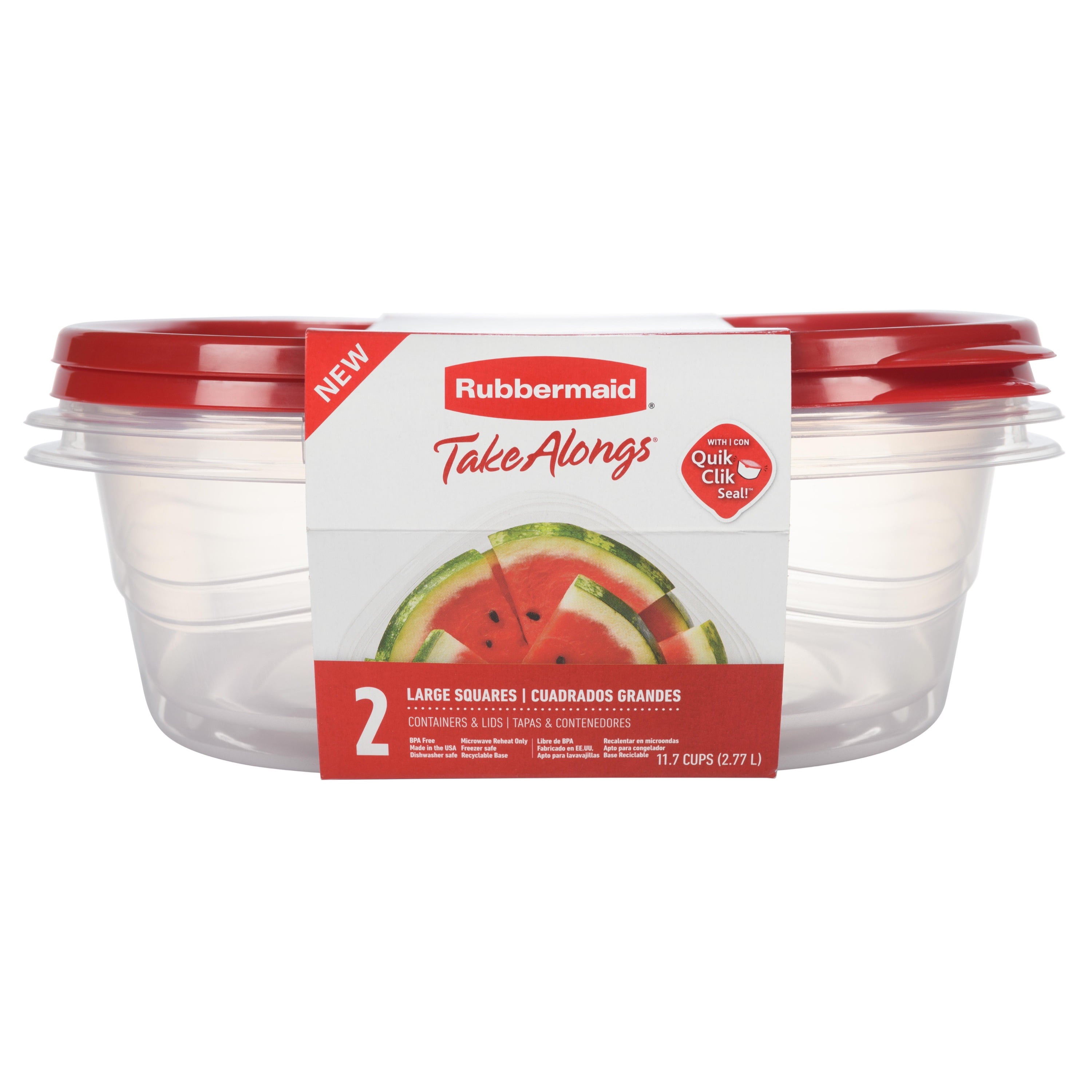 Rubbermaid TakeAlongs 11.7 Cup Food Storage Containers, Set of 2, Red