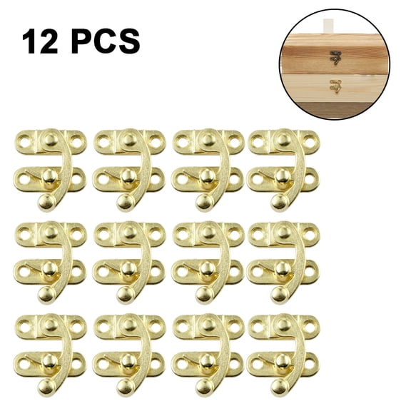 12pcs Jewelry Box Decorative Latch Lock Jewelry Wooden Box Hasp Latch Hook - Right Latch Buckle - Wooden Jewelry Box Right Latch Horn Lock Padlock with Screws