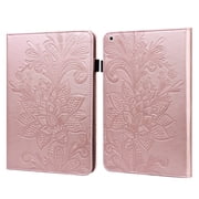 Case for iPad 10.2/10.5 Inch Tablet, iPad 8th/7th Generation Case 2018 2017, iPad Air Case 3rd Generation 2019, iPad Pro 10.5 Case 2017 - Slim Lightweight Leather Wallet Stand Shell (Rosegold Flower)