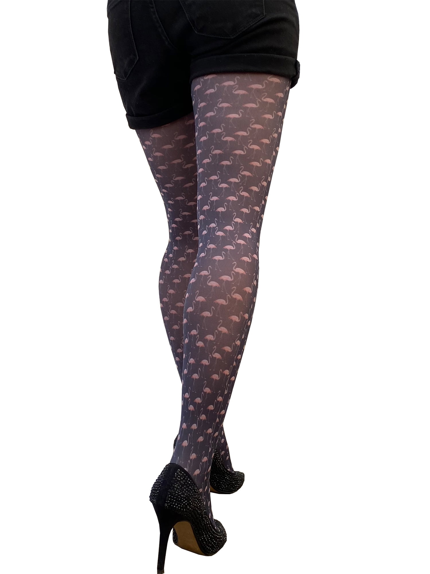 HOT TOPIC FASHION BLACK OPAQUE SHEER STRIPE FOOTED PANTYHOSE TIGHTS IN ML SIZE 