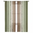 thumbnail image 3 of Sage Green Sheer Curtains 84 Inches Long 2 Panels Set, Window Sheer Curtains for Living Room/Bedroom, Farmhouse Wood Grain Vintage Brown Striped Light Filtering Rod Pocket Curtain 52'' x 84'' x 2, 3 of 7