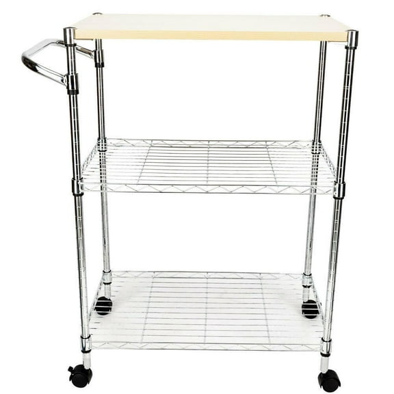 Zimtown 3-Tier Rolling Kitchen Trolley Cart Steel Island Storage Utility Service Dining