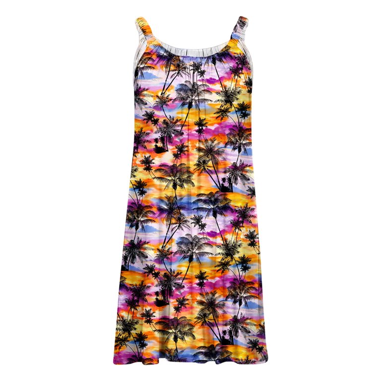 JNGSA Sundresses for Women Loose Dress Women Summer Sleeveless Spaghetti  Strap Sexy Casual Printing Backless Mini Dress Short Dresses for Women 2023  Party Clearance 