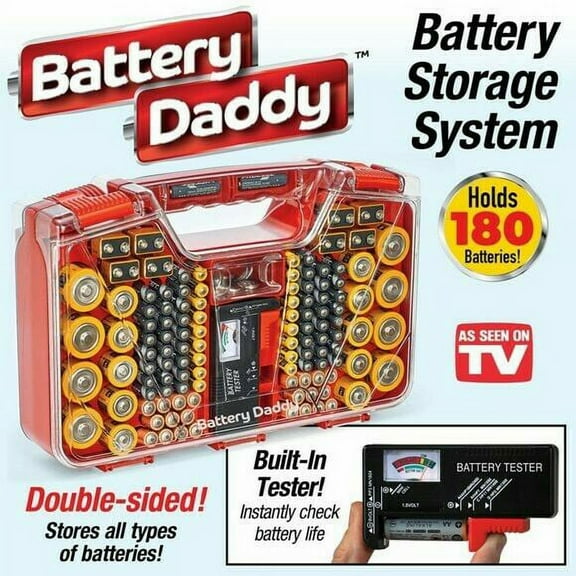 Battery Daddy Batter 2 Battery Organizer Set with Battery Tester, Black, 2 Count, 1 Pack