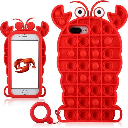 for iPhone 6/6S/7/8 Plus Case Cover Cases Silicone Cartoon Fun Cute  Aesthetic Design Fidget Funny Unique for Girls Boys Friends-Bubble  Lobster(for iPhone 6 Plus/6S Plus/7 Plus/8 Plus 