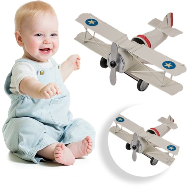 HUASHENG Vintage Airplane Model: Airplane Model Ornament Metal Biplane Plane Home Decor Desktop Decoration